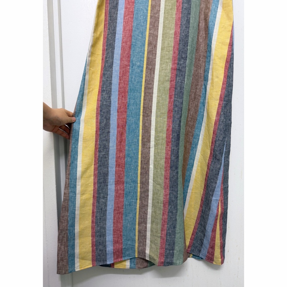 NWT Staud Laura Linen Maxi Dress Market Stripe Colorful Rainbow Sundress S - Picture 10 of 11